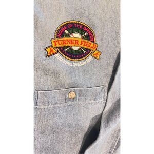 Vintage 90s jean shirt with a patch commemorating the inauguration of Turner Fie